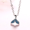 minimalistischer Schmuck Modell blaue Meerjungfrau Fischschwanz Anhänger Halskette Silber Kupfer Messing Schmuck